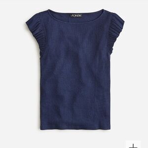J. Crew Vintage Rib Ruffle Tank Top, navy, large